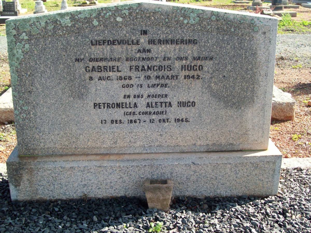 HUGO Gabriel Francois 1868-1942 &amp; Petronella Aletta CONRADIE 1867-1945