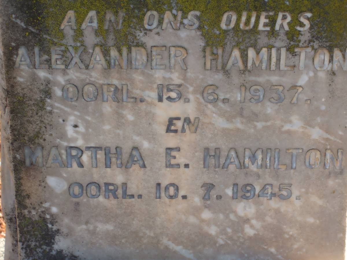 HAMILTON Alexander -1937 &amp; Martha E. -1945