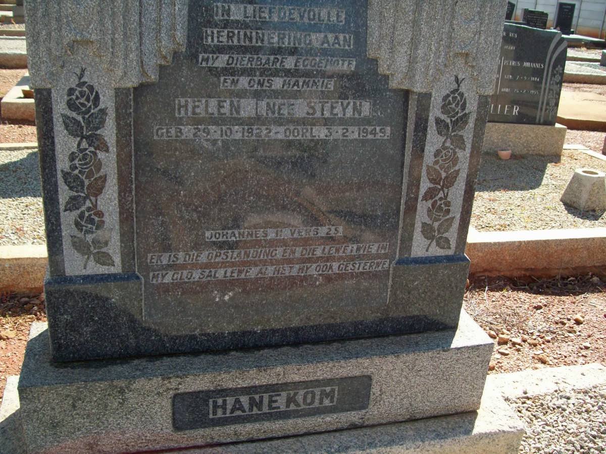 HANEKOM Helen nee STEYN 1922-1949