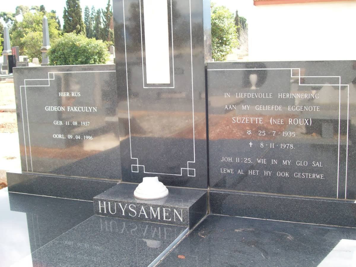 HUYSAMEN Gideon Fakculyn 1937-1996 &amp; Suzette ROUX 1935-1978