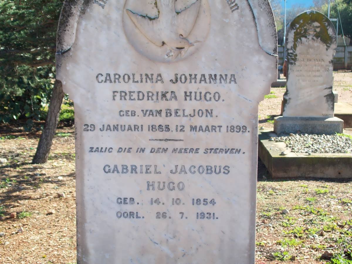 HUGO Gabriel Jacobus 1854-1931 &amp; Carolina Johanna Fredrika VAN BELJON 1865-1899