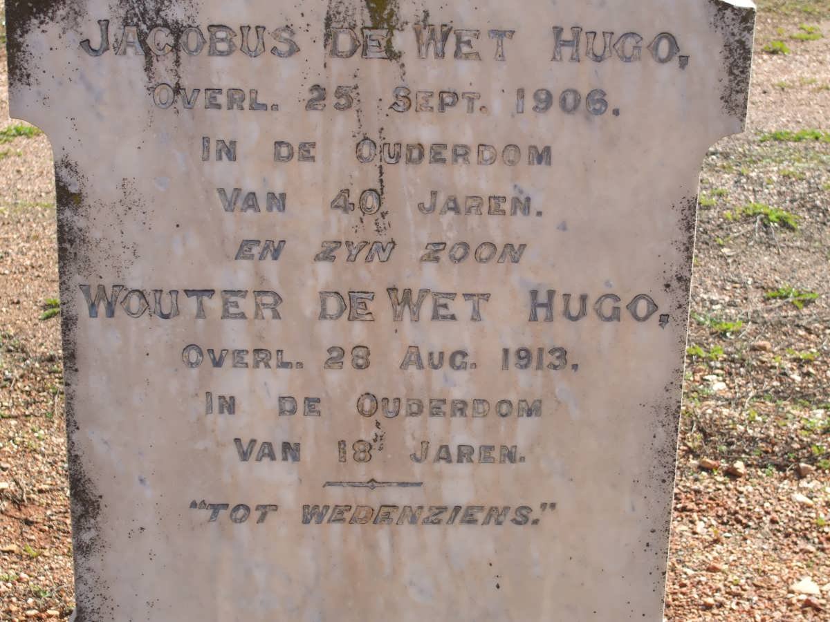 HUGO Jacobus de Wet -1906 :: HUGO Wouter de Wet -1913