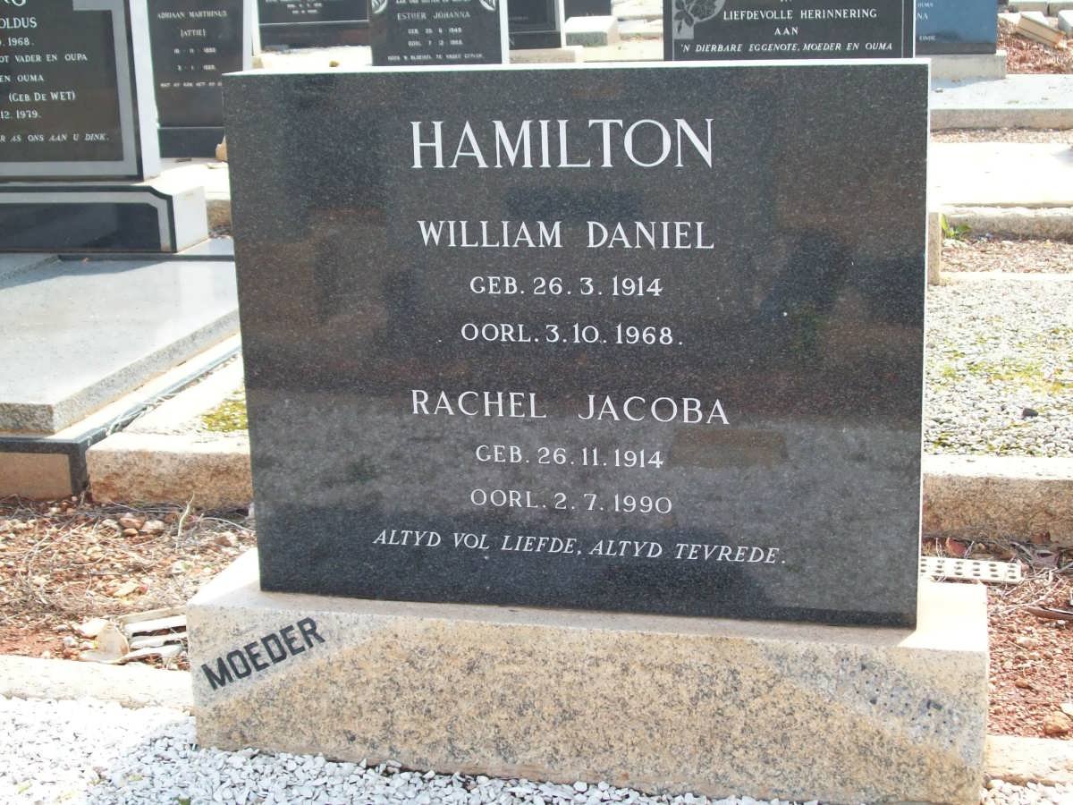 HAMILTON William Daniel 1914-1968 &amp; Rachel Jacoba 1914-1990