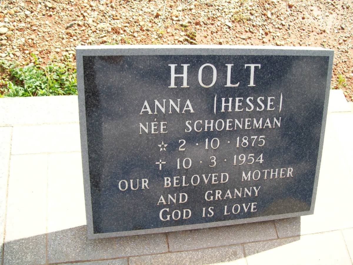 HOLT Anna nee SCHOENEMAN 1875-1954