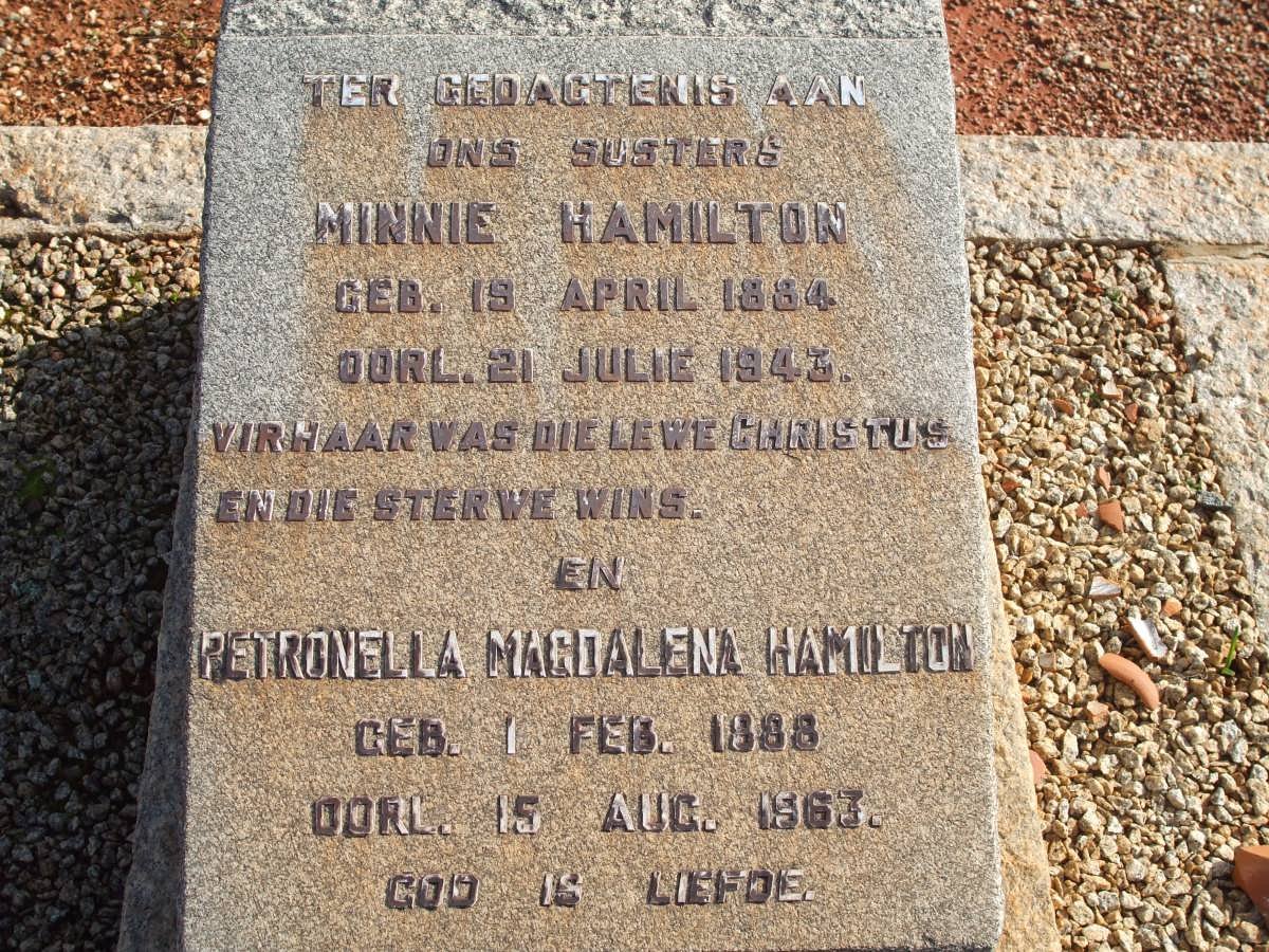 HAMILTON Petronella Magdalena 1888-1963 :: HAMILTON Minnie 1884-1943