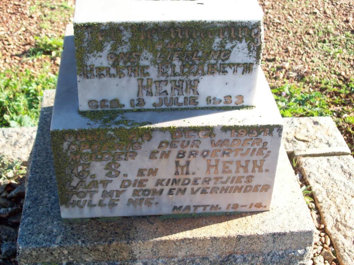 HENN Helene Elizabeth 1933-1937