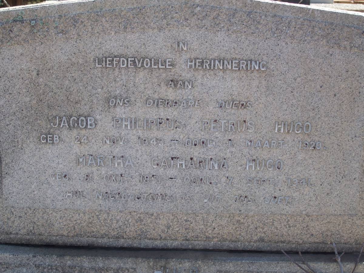HUGO Jacob Philippus Petrus 1843-1920 &amp; Martha Catharina 1851-1941