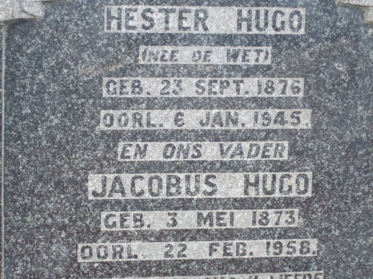 HUGO Jacobus 1873-1958 &amp; Hester DE WET 1876-1945
