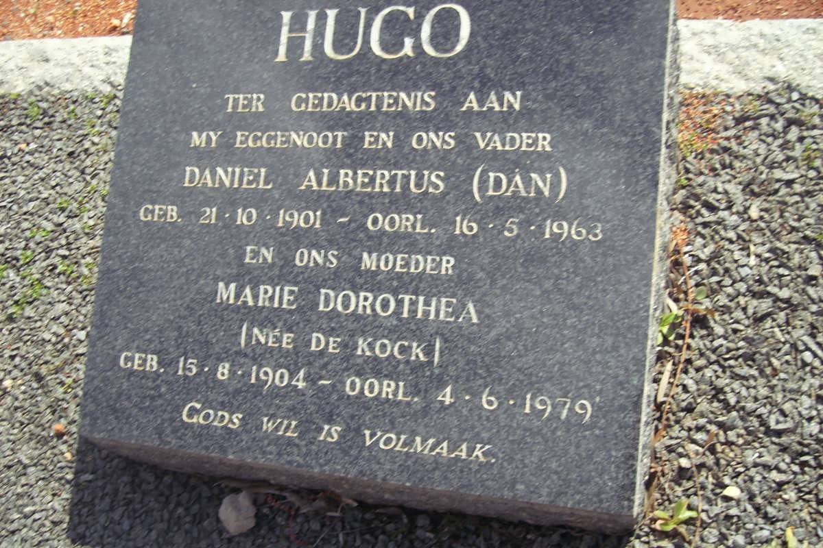 HUGO Daniel Albertus 1901-1963 &amp; Marie Dorothea DE KOCK 1904-1979