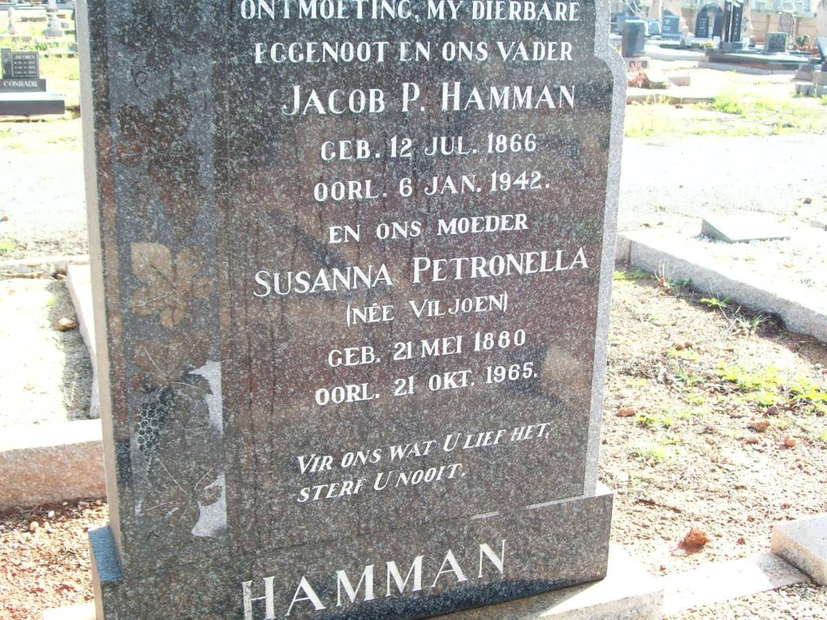 HAMMAN Jacob P. 1866-1942 &amp; Susanna Petronella VILJOEN 1880-1965