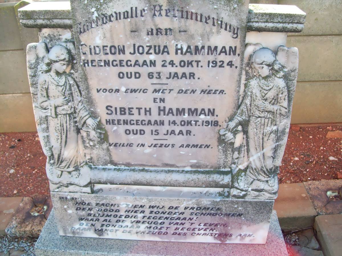 HAMMAN Gideon Jozua -1924 &amp; Sibeth -1918