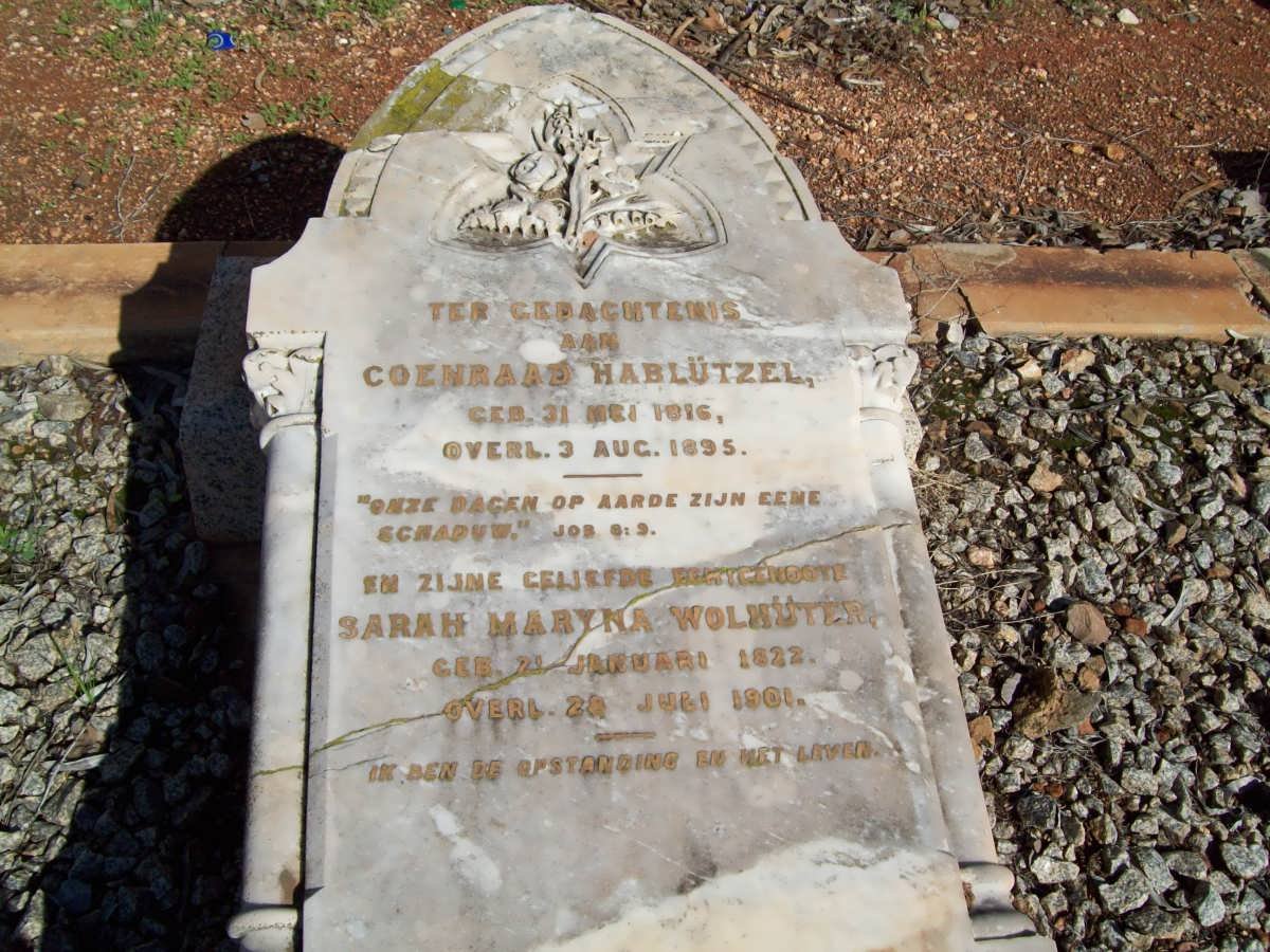HABLUTZEL Coenraad 1816-1895 &amp; Sarah Maryna WOLHUTER 1822-1901