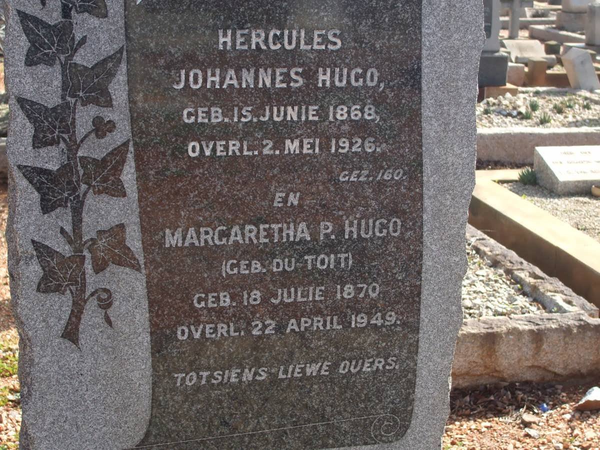 HUGO Hercules Johannes 1868-1926 &amp; Margaretha P. DU TOIT 1870-1949