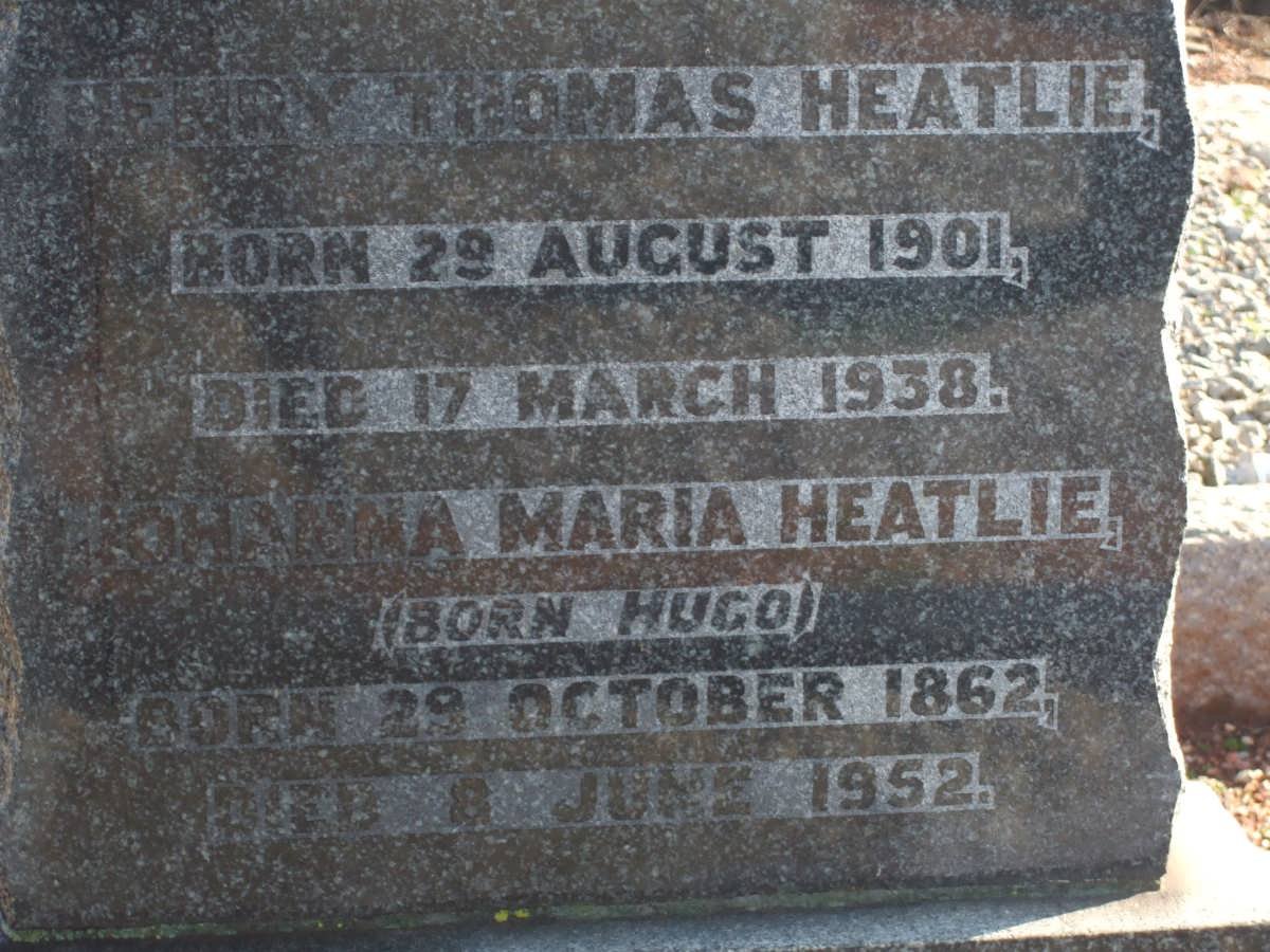 HEATLIE Charles Beeton 1863-1937 &amp; Johanna Maria HUGO 1862-1952 :: HEATLIE Henry Thomas 1901-1938