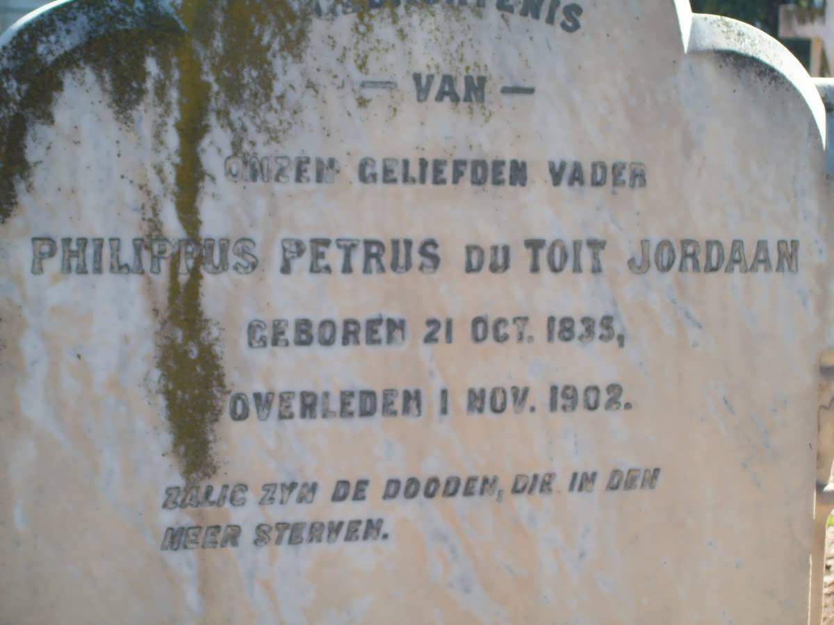 JORDAAN Philippus Petrus duToit 1835-1902