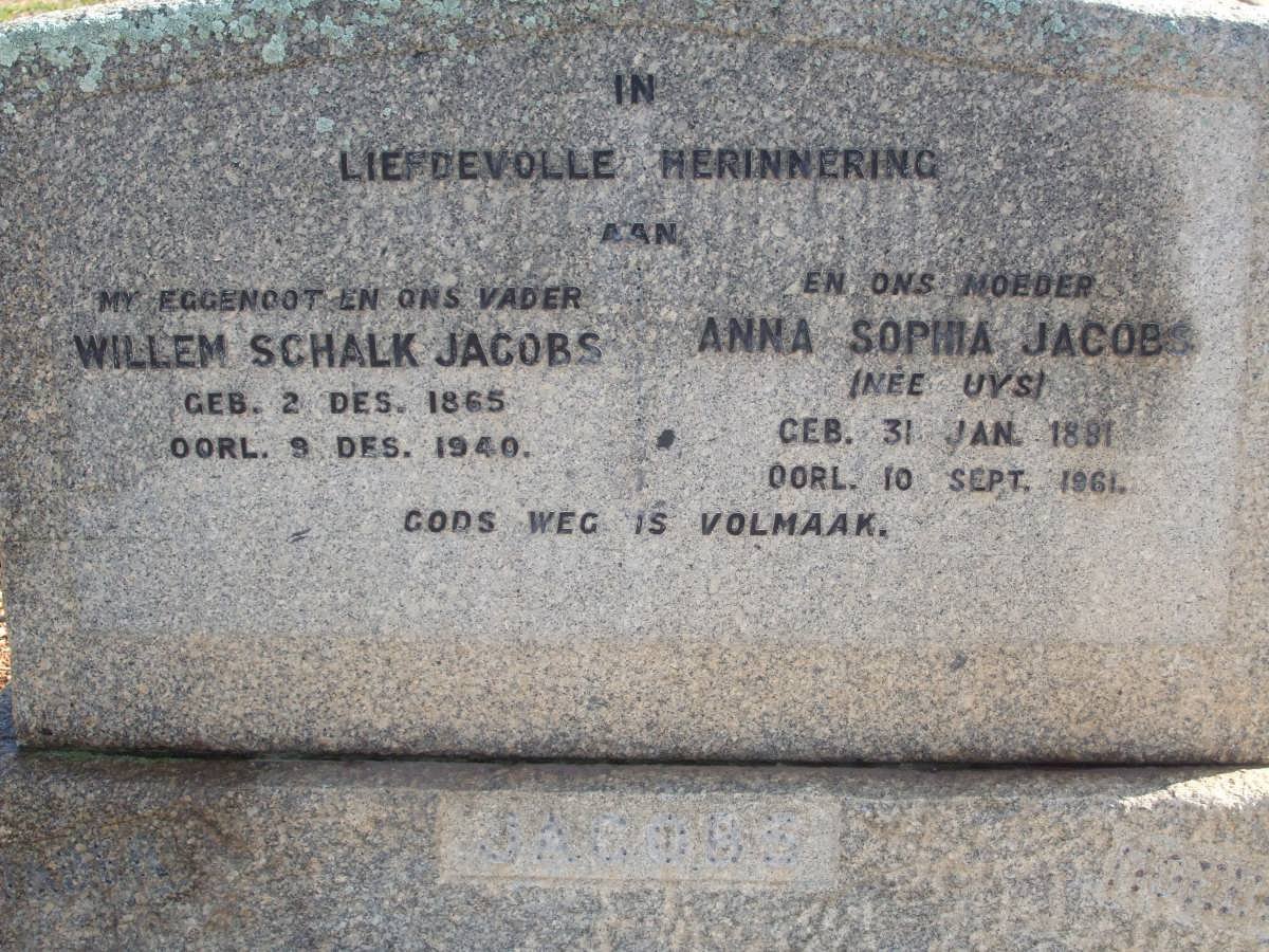 JACOBS Schalk 1865-1940 &amp; Anna Sophia UYS 1881-1961