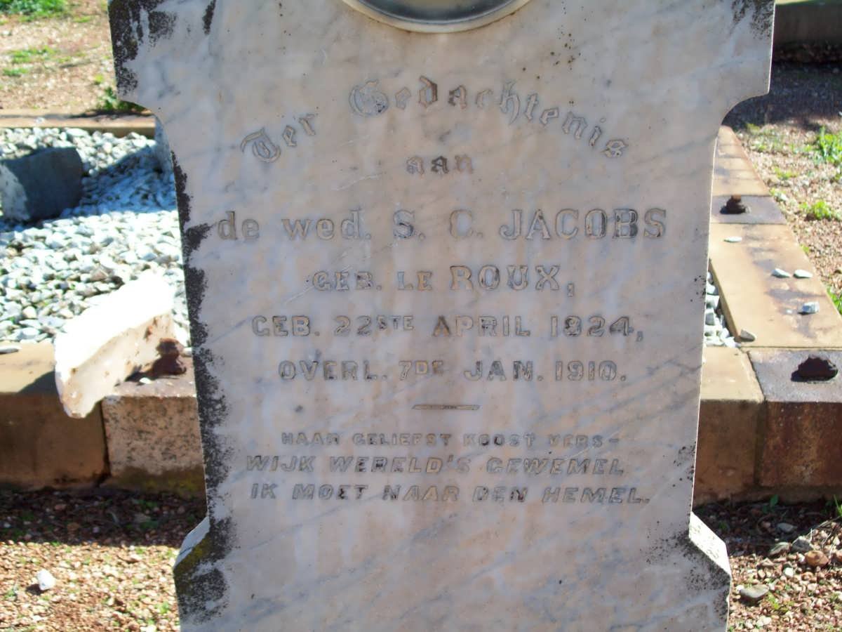 JACOBS S.C. nee LE ROUX 1824-1910