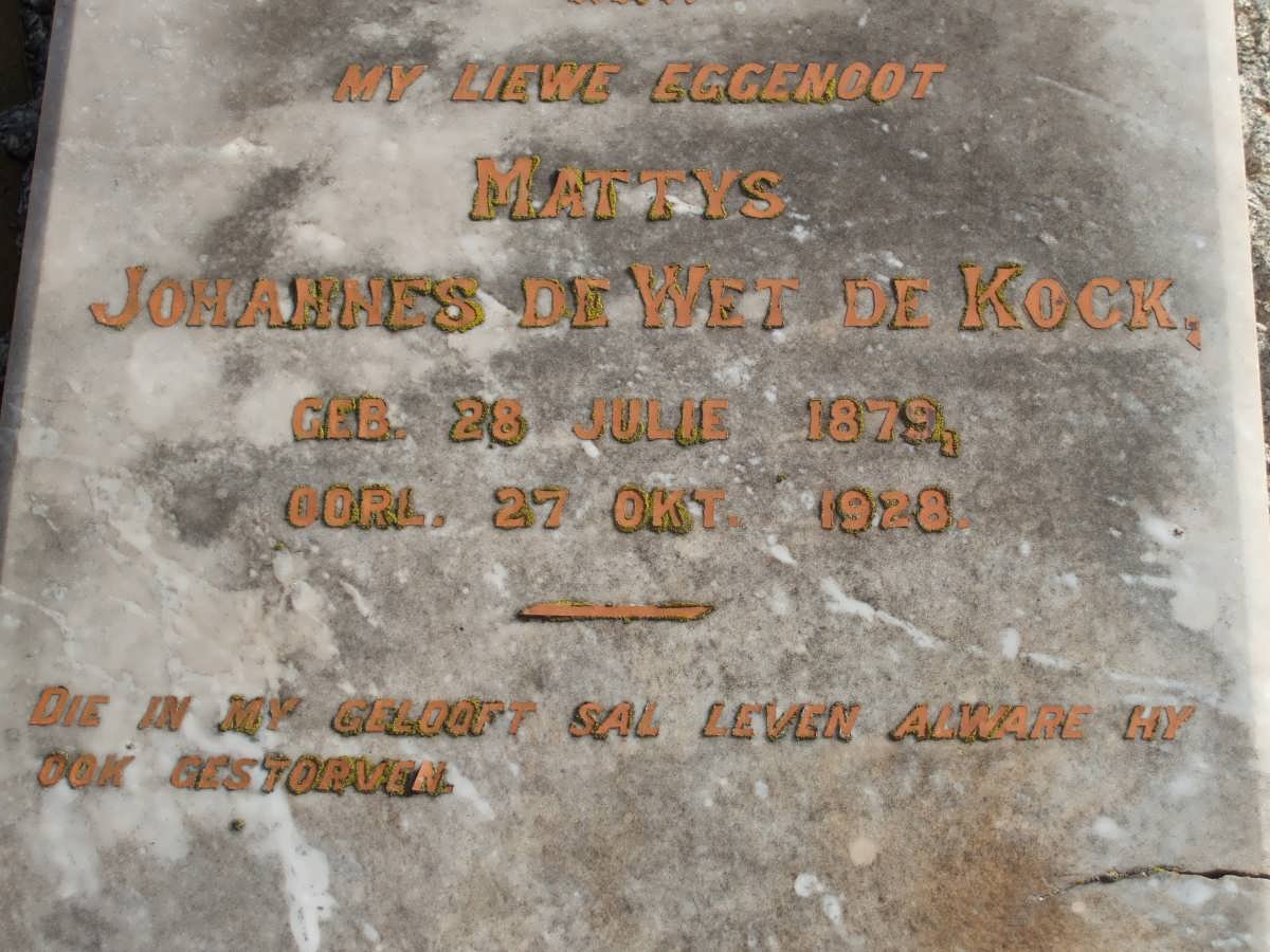 KOCK Mattys Johannes, de 1879-1928