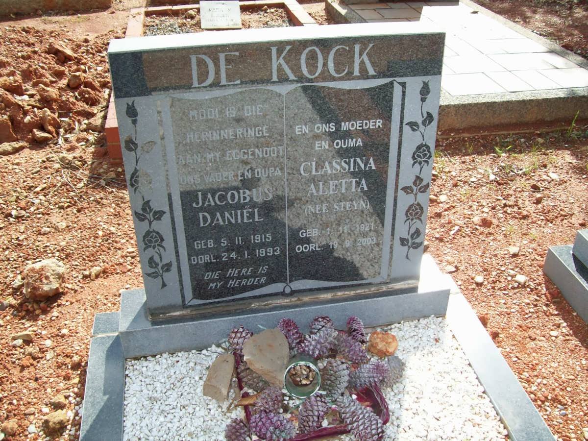KOCK Jacobus Daniel, de 1915-1993 &amp; Classina Aletta STEYN 1921-2003