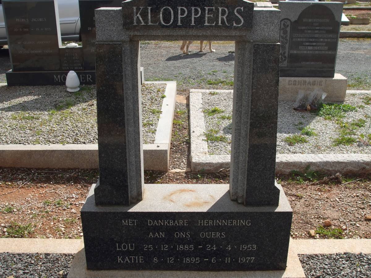 KLOPPERS Lou 1885-1953 &amp; Katie 1895-1977