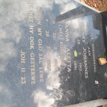 KNOETZE Henry Johannes 1912-1991 &amp; Anna Aletta ROSSOUW 1905-1985