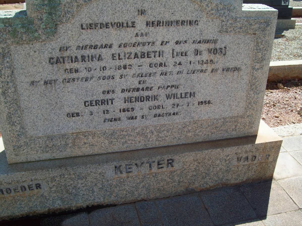 KEYTER Gerrit Hendrik Willem 1869-1956 &amp; Catharina Elizabeth DE VOS 1862-1949