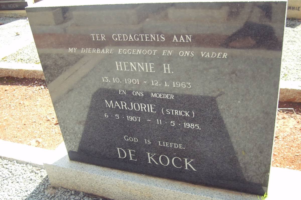 KOCK Hennie H., de 1901-1963 &amp; Marjorie STRICK 1907-1985