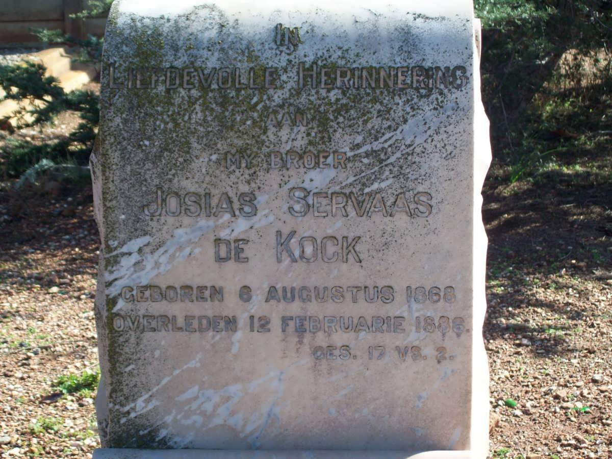 KOCK Josias Servaas, de 1868-1886