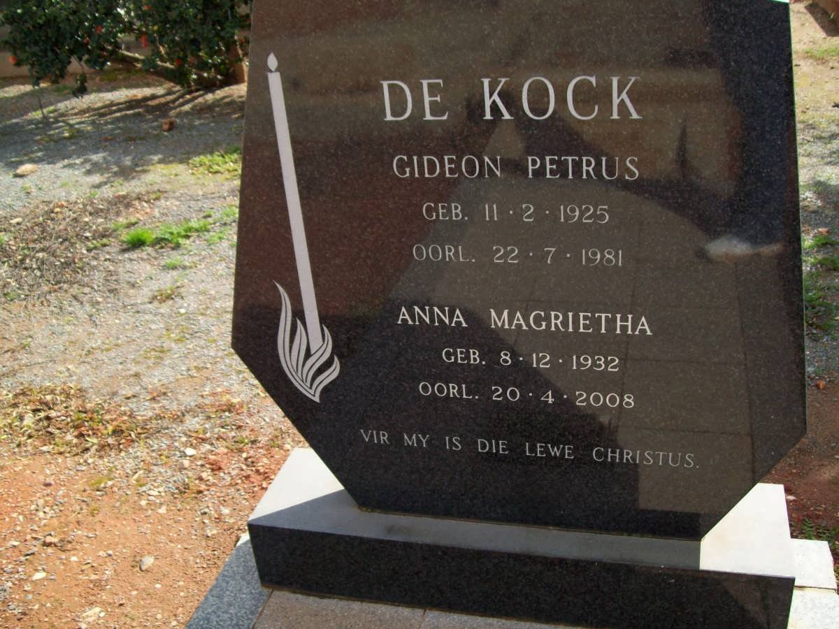 KOCK Gideon Petrus, de 1925-1981 &amp; Anna Magrietha 1932-2008