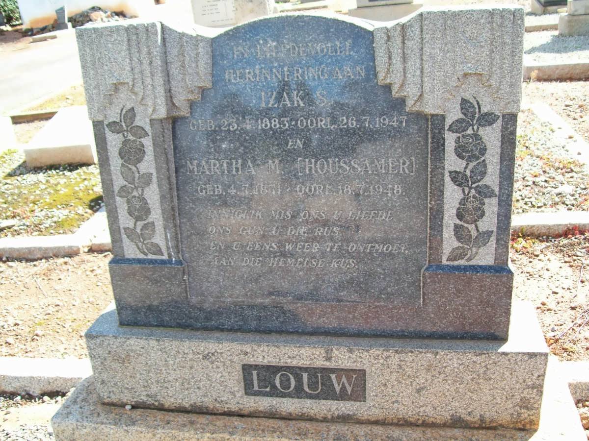 LOUW Izak S. 1883-1947 &amp; Martha M. HOUSSAMER 1871-1948
