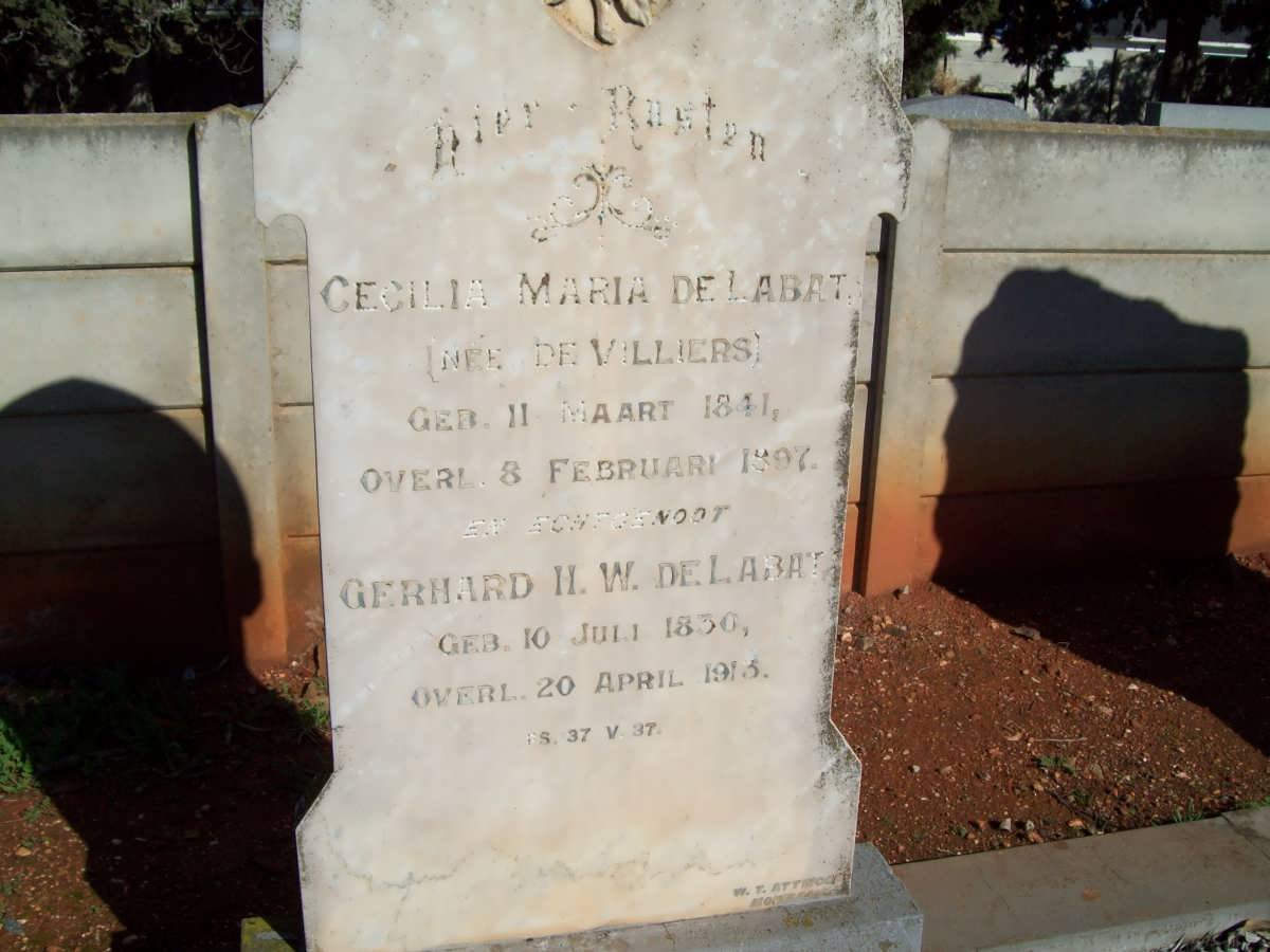 LABAT Gerhard H.W., de 1930-1915 &amp; Cecilia Maria DE VILLIERS 1841-1897