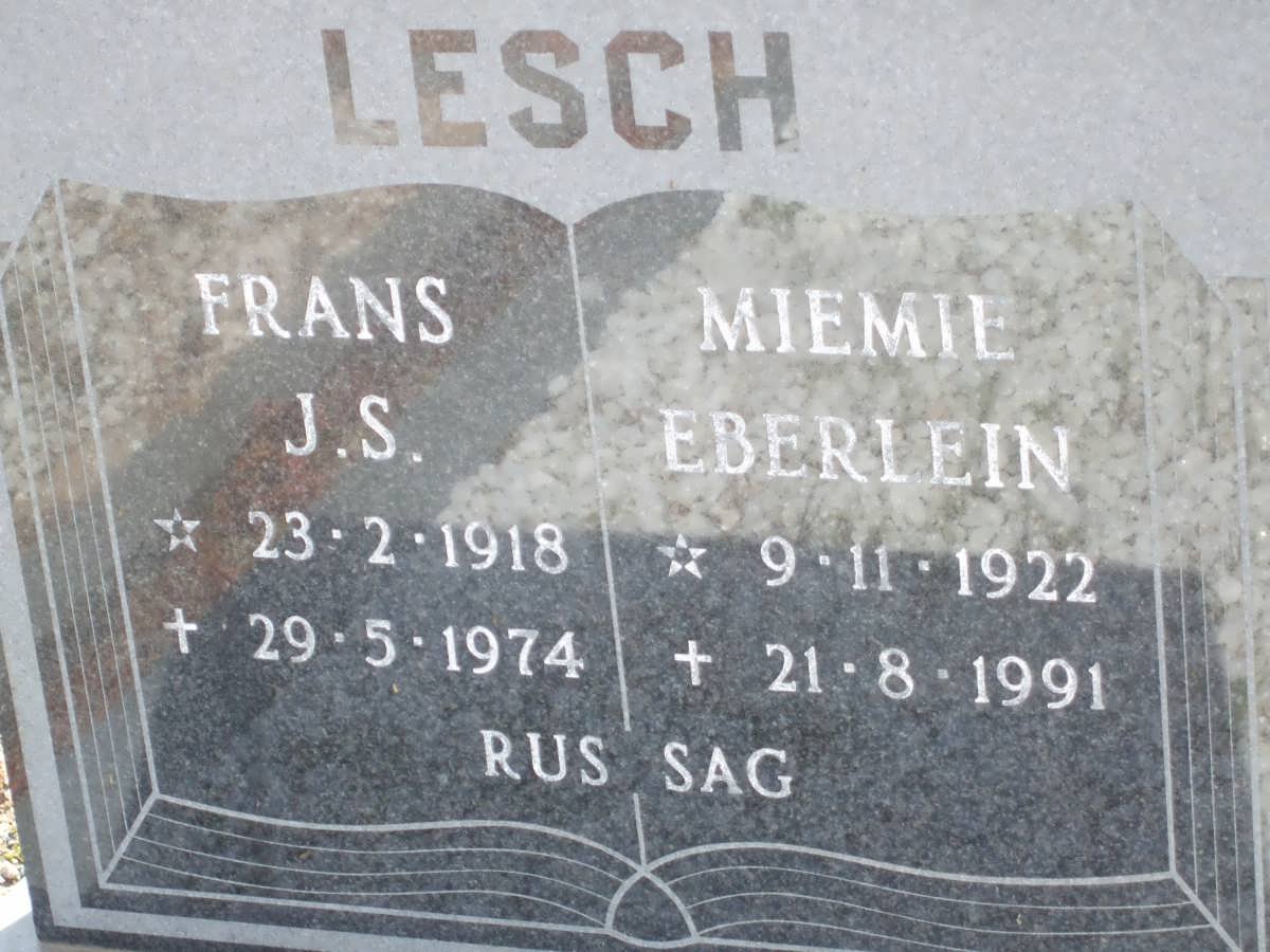LESCH Frans J.S. 1918-1974 &amp; Miemie Eberlein 1922-1991