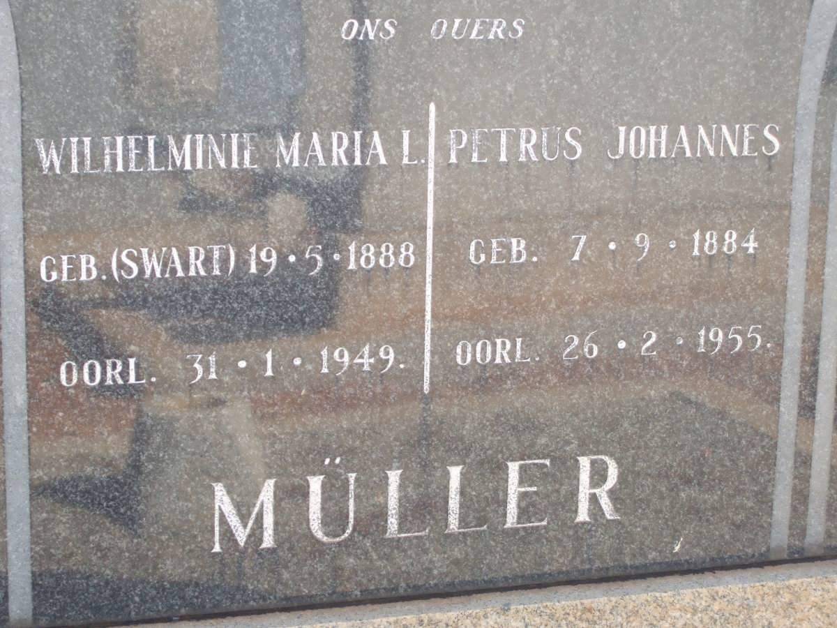 MULLER Petrus Johannes 1884-1955 &amp; Wilhelminie Maria L. SWART 1888-1949