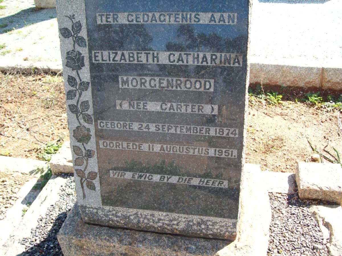MORGENROOD Elizabeth Catharina nee CARTER 1874-1951