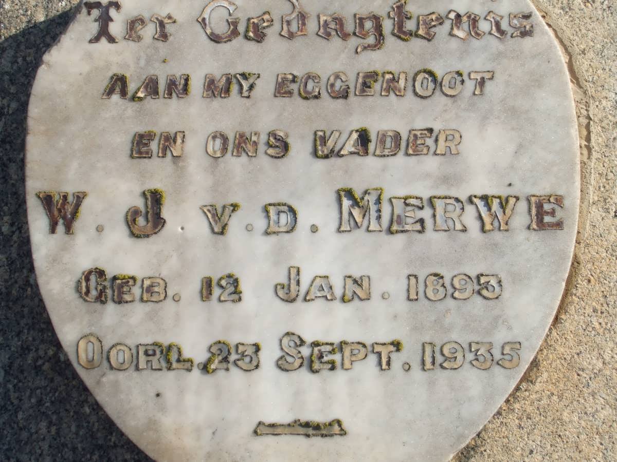 MERWE W.J., v.d. 1893-1935