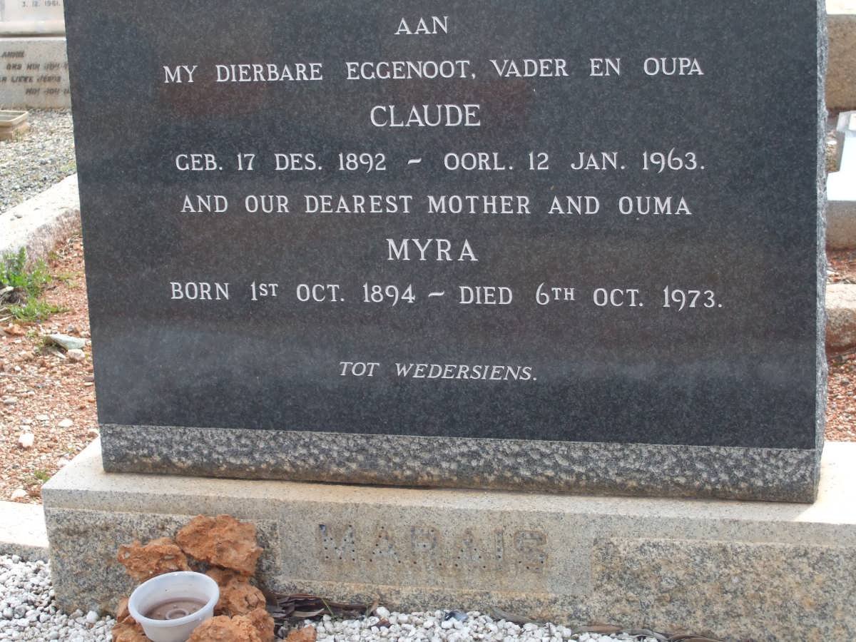 MARAIS Claude 1892-1963 &amp; Myra 1894-1973