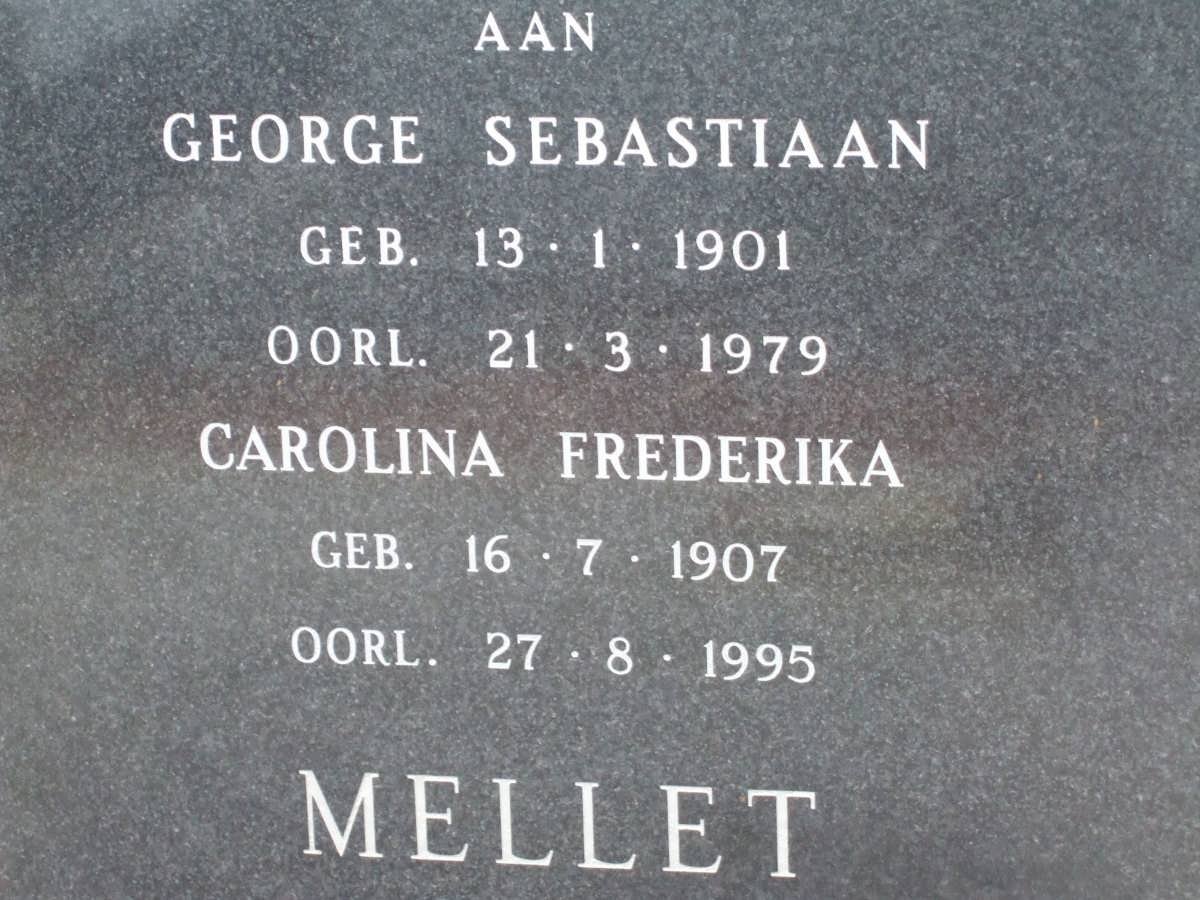 MELLETT George Sebastiaan 1901-1979 &amp; Carolina Frederika 1907-1995