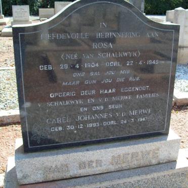 MERWE Carel Johannes, van der 1893-1947 :: VAN DER MERWE Rosa nee VAN SCHALKWYK 1904-1945