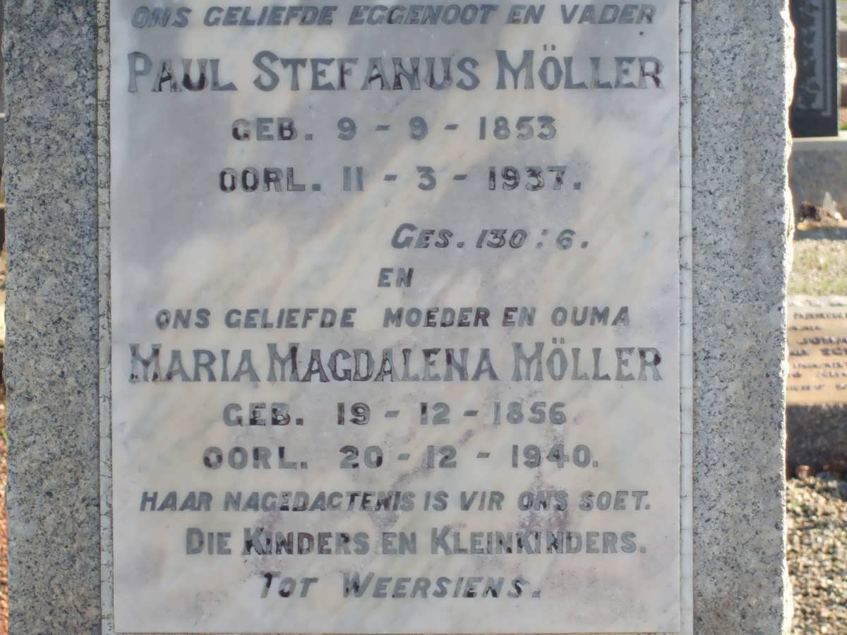 MOLLER Paul Stefanus 1853-1937 &amp; Maria Magdalena 1856-1940