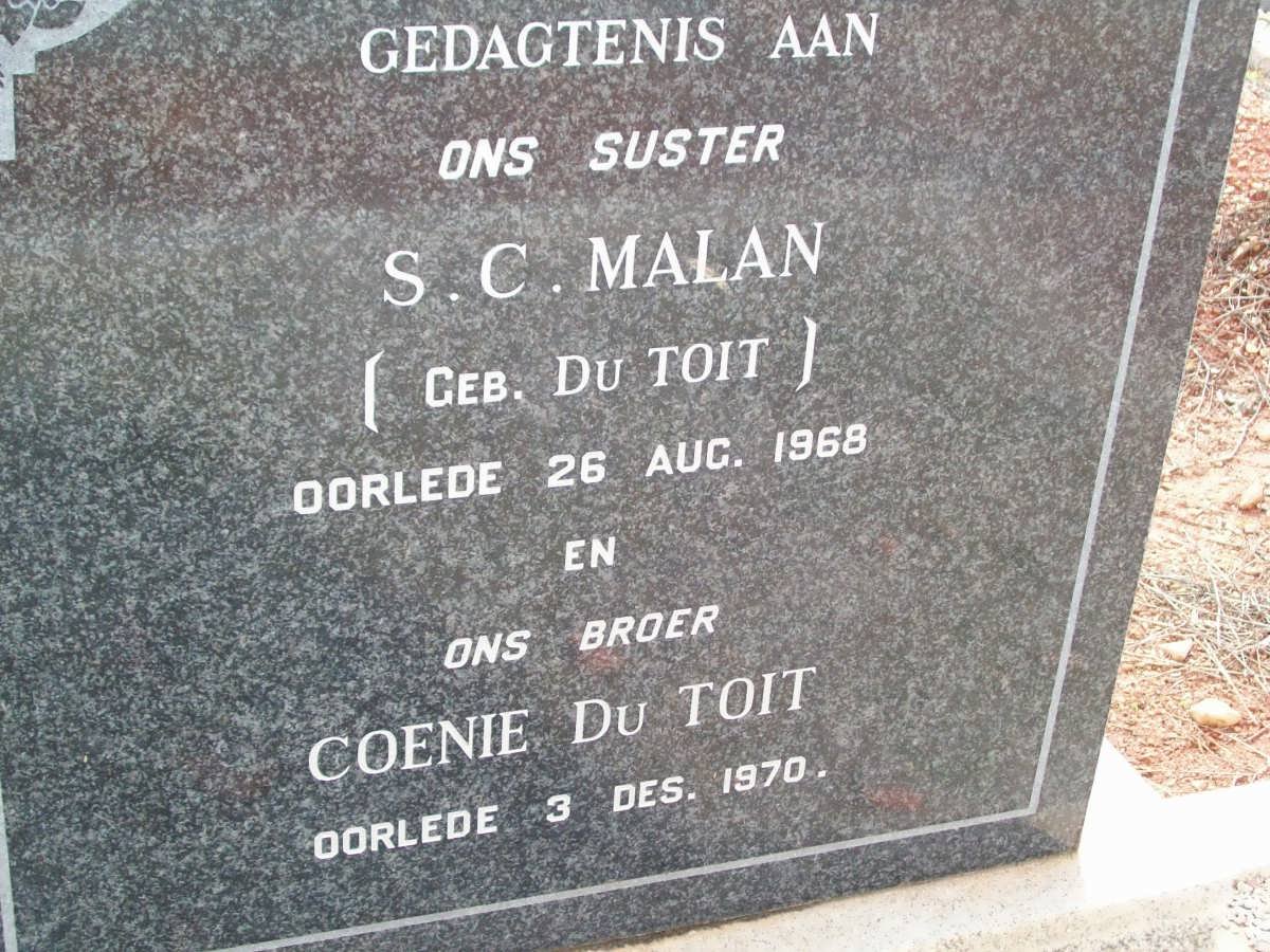 MALAN S.C. nee DU TOIT -1968 :: DU TOIT Coenie -1970