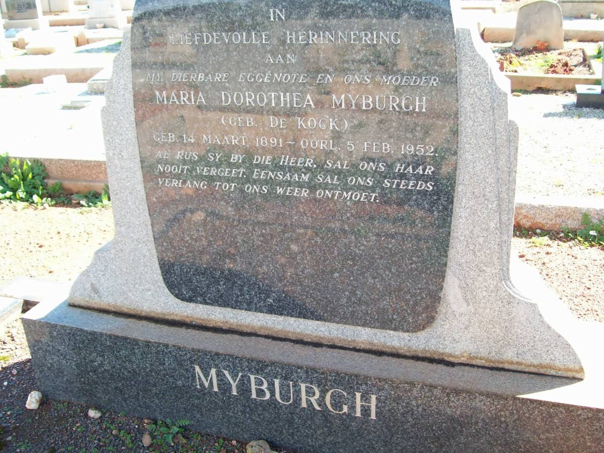MYBURGH Maria Dorothea nee DE KOCK 1891-1952