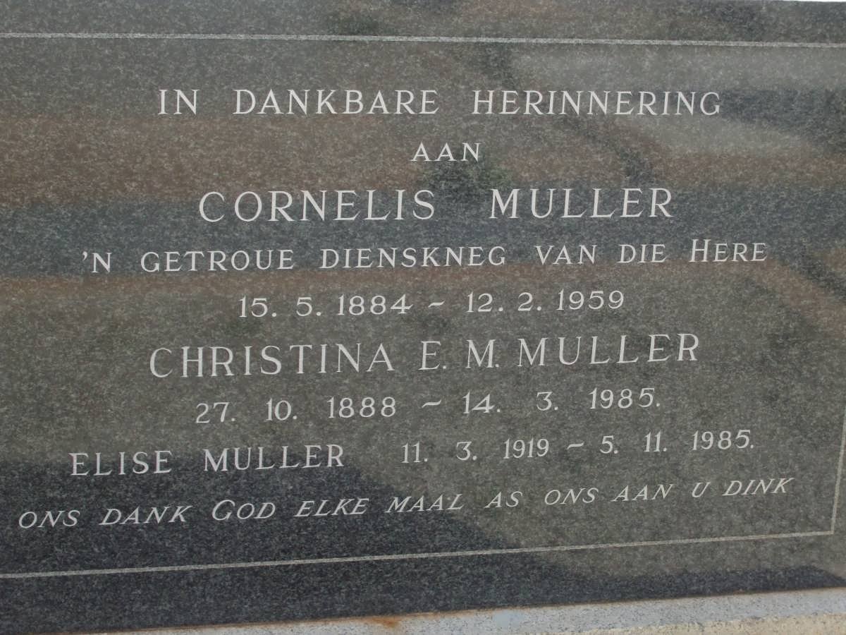 MULLER Cornelis 1884-1959 &amp; Christina E.M. 1888-1985 :: MULLER Elise 1919-1985