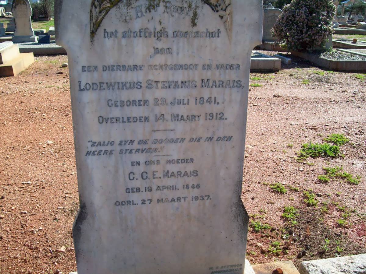 MARAIS Lodewikus Stefanis 1841-1912 &amp; C.C.E. 1846-1937
