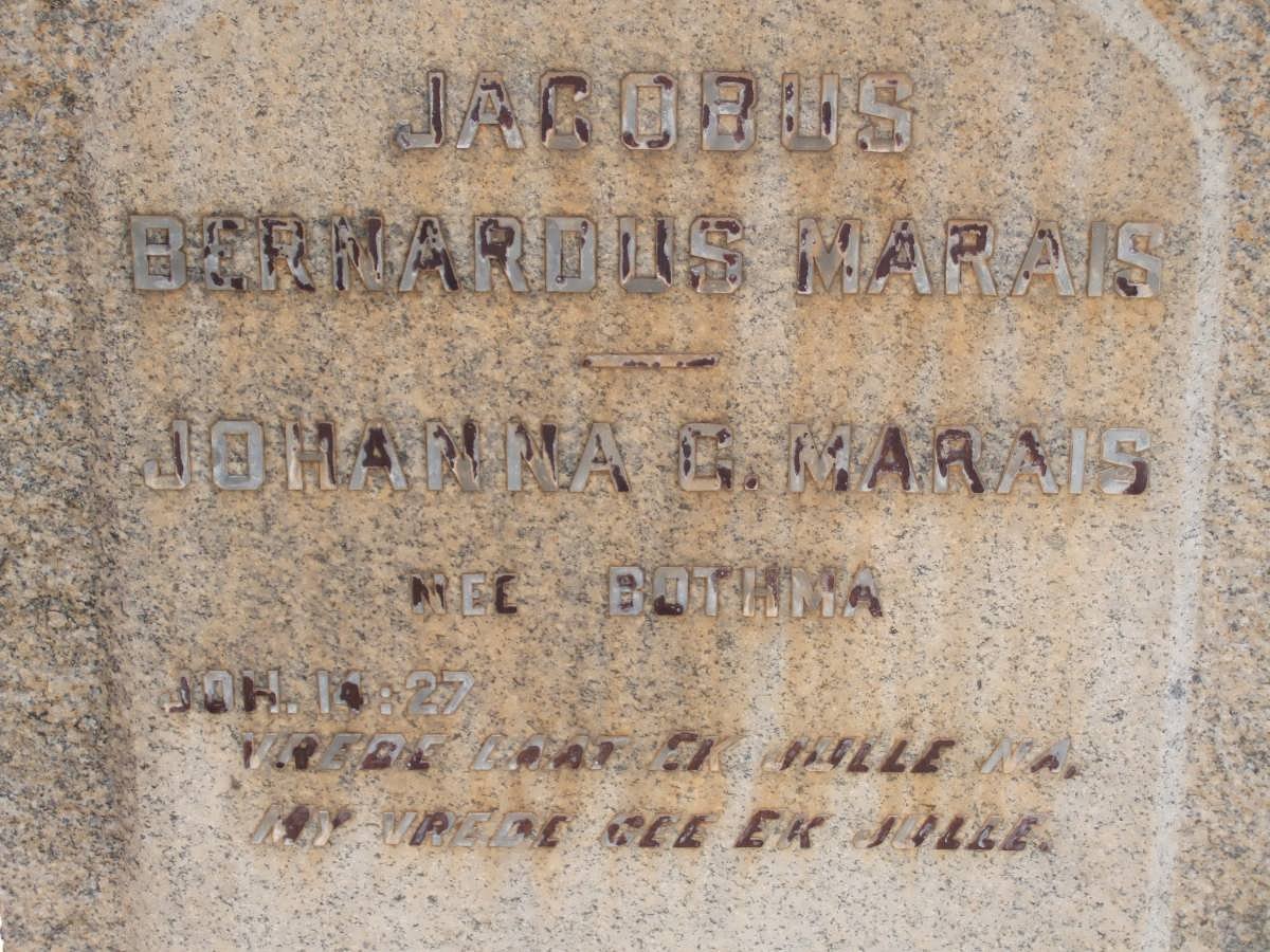 MARAIS Jacobus Bernardus &amp; Johanna C. BOTHAM