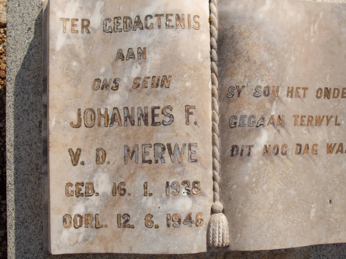 MERWE Johannes F., v.d. 1838-1946