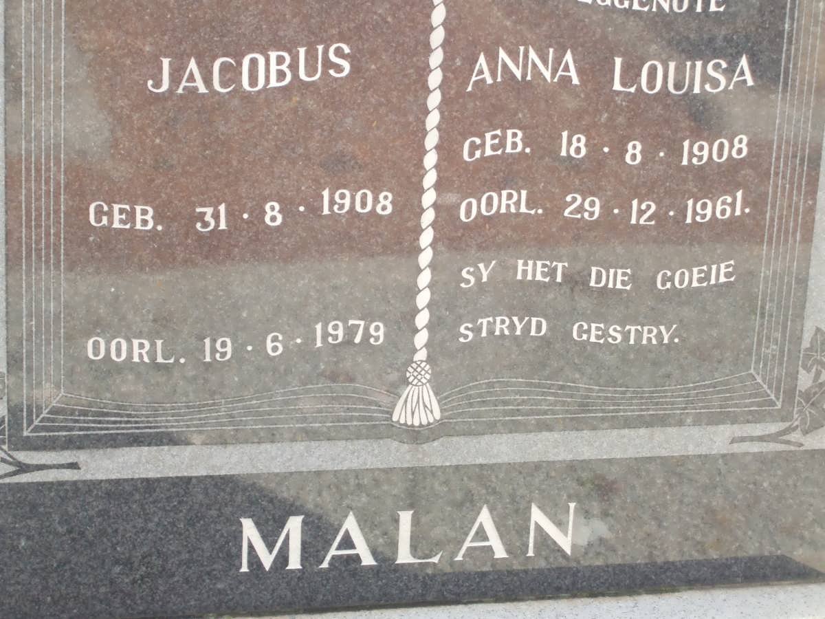 MALAN Jacobus 1908-1979 &amp; Anna Louisa 1908-1961