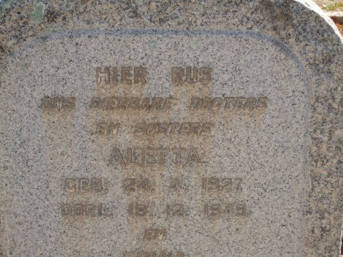 MOSTERT Aletta 1927-1949 :: MOSTERT Erina 1933-1949