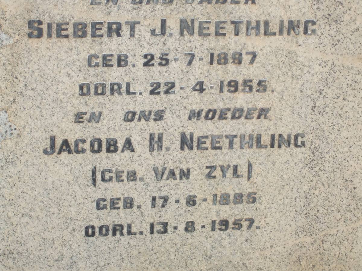 NEETHLING Siebert J. 1897-1955 &amp; Jacoba H. VAN ZYL 1885-1957