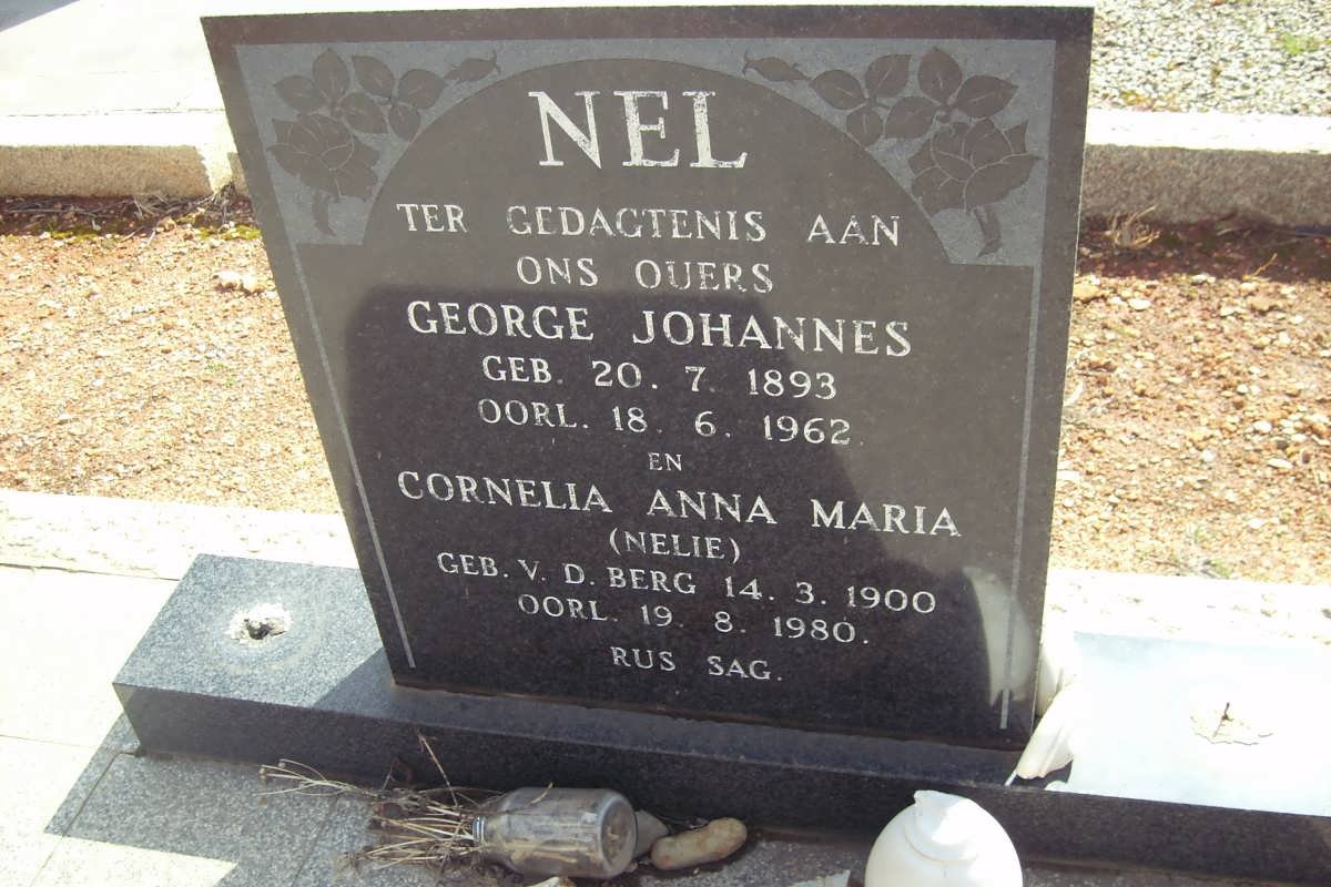 NEL George Johanens 1893-1962 &amp; Cornelia Anna Maria V.D BERG 1900-1980