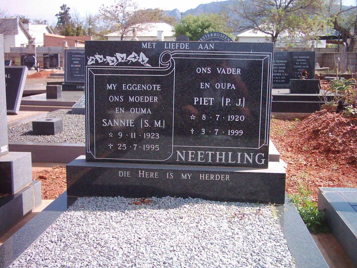 NEETHLING P.J. 1920-1999 &amp; S.M. 1923-1995
